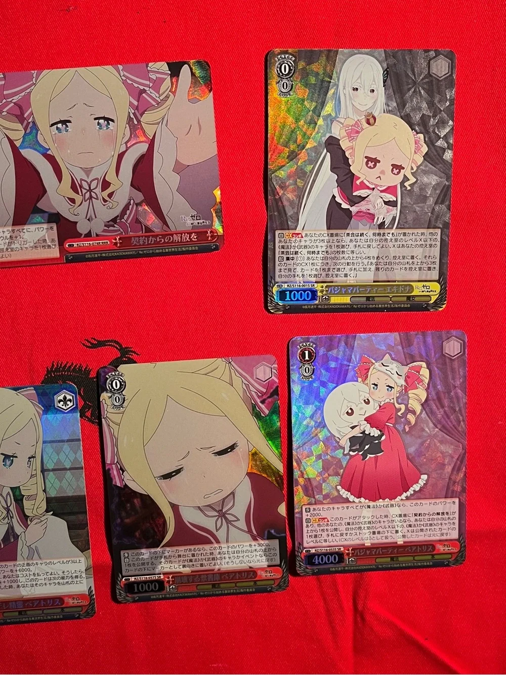 Anime Trading Card Lot - Re: Zero Foil Holographic Cards (Weiss Schwarz)